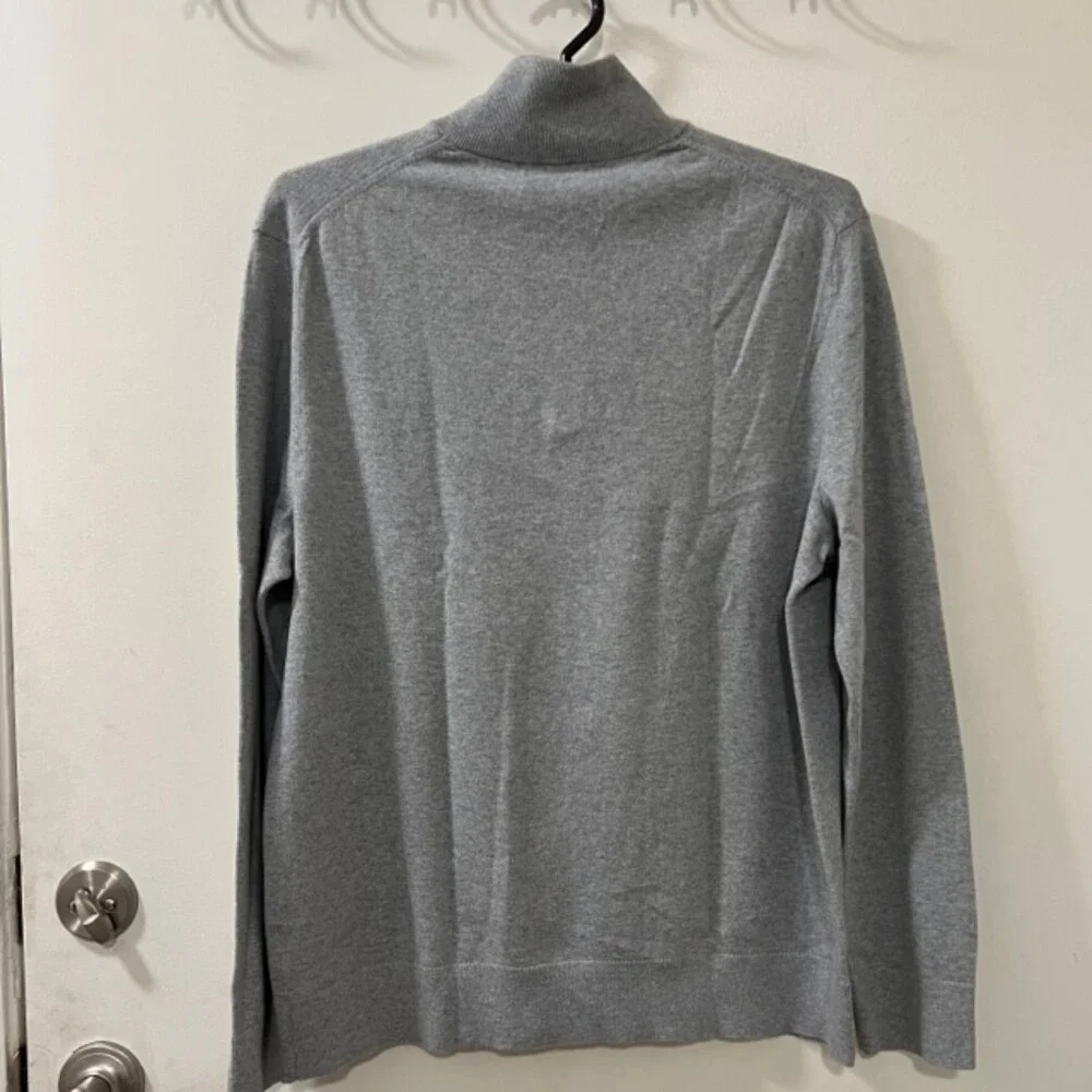 Banana Republic Mens Gray Blue Colorblock Cotton Cashmere Mock Neck Sweater Sz L